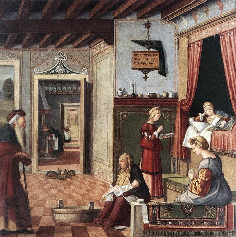 CARPACCIO, Vittore Birth of the Virgin fg
